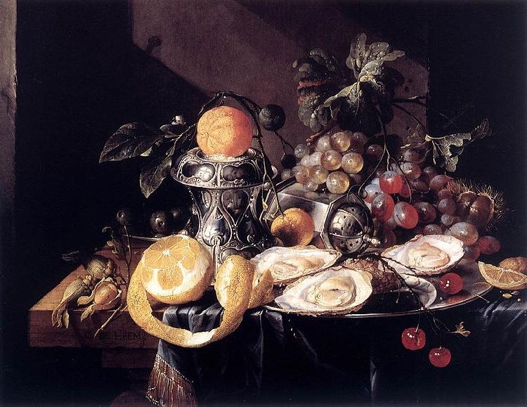 Cornelis de Heem Still-Life with Oysters, Lemons and Grapes oil painting image